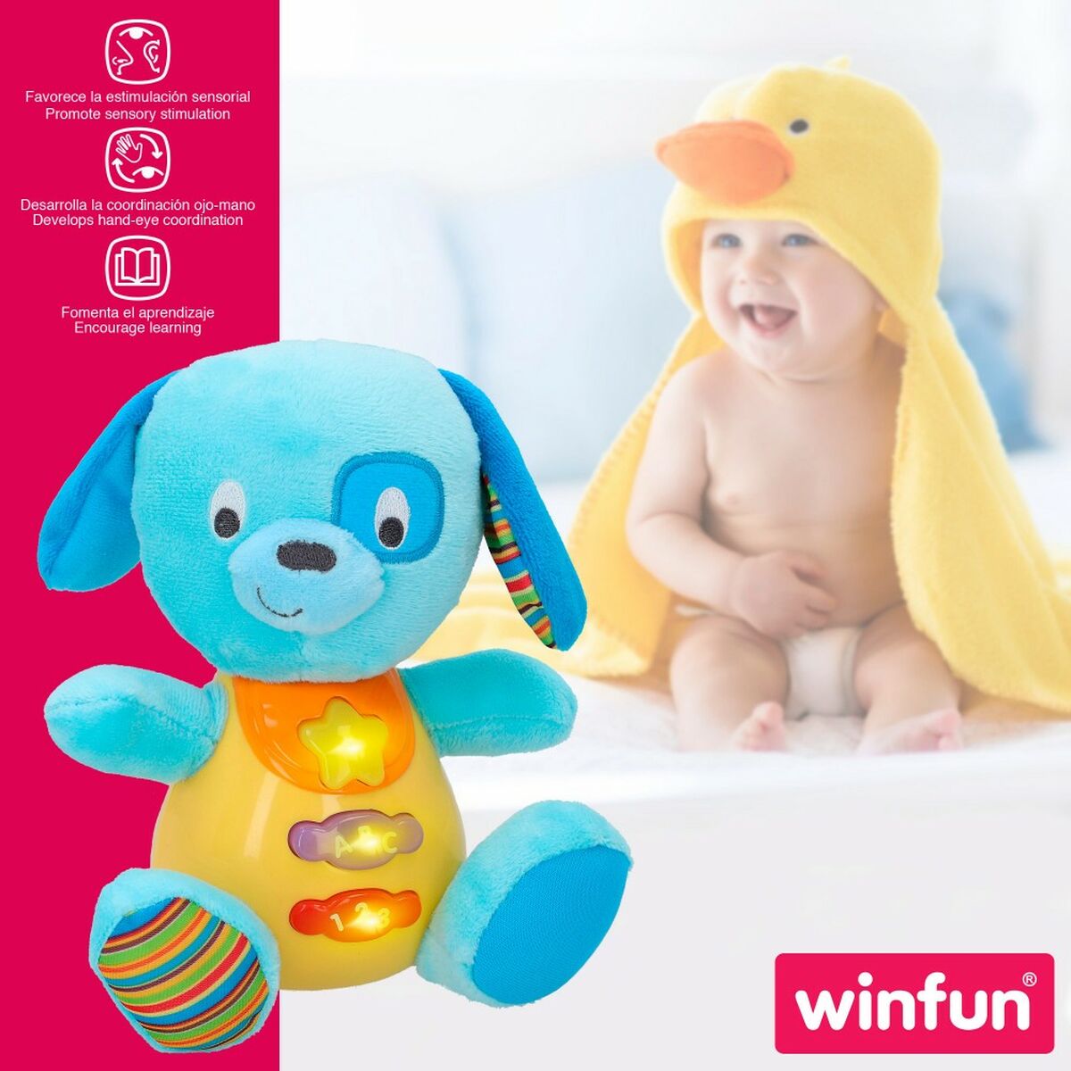 Peluche sonore Winfun Chien 15,5 x 16,5 x 11,5 cm (6 Unités)