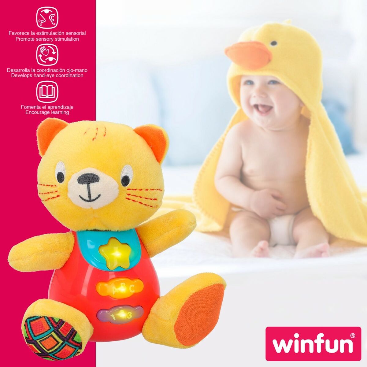 Peluche sonore Winfun Chat 16 x 17,5 x 10,5 cm (6 Unités)