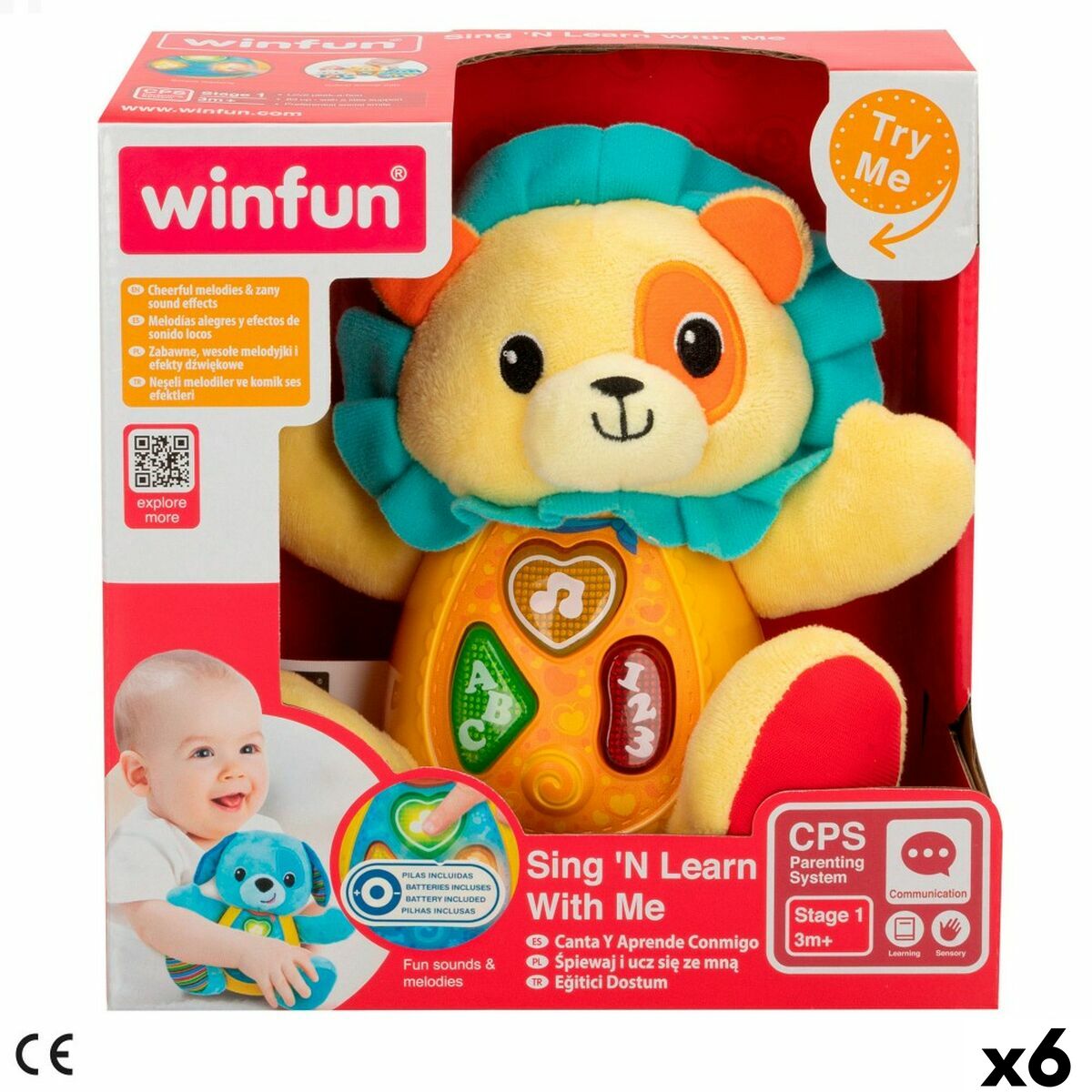 Jouet Peluche Winfun animaux ES 16 x 17,5 x 9,5 cm (6 Unités)