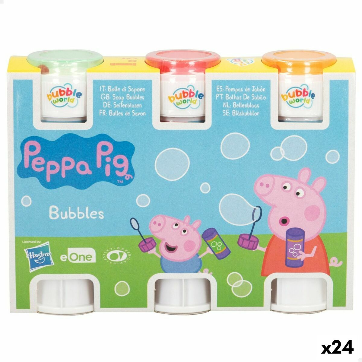 Set de souffleurs de bulles Peppa Pig 3 Pièces 60 ml (24 Unités)