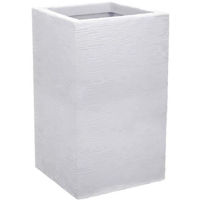 EDA Bac à Fleurs Carré Haut Graphit Up - 36 L - 29,5 x 29,5 cm x 49,5 cm - Blanc cérusé