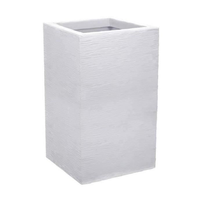 EDA Bac à Fleurs Carré Haut Graphit Up - 36 L - 29,5 x 29,5 cm x 49,5 cm - Blanc cérusé