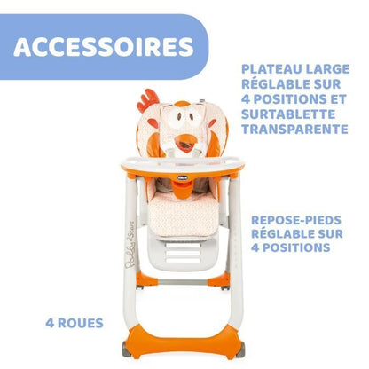 CHICCO Chaise Haute Polly 2 Start - 4 Roues fancy chicken