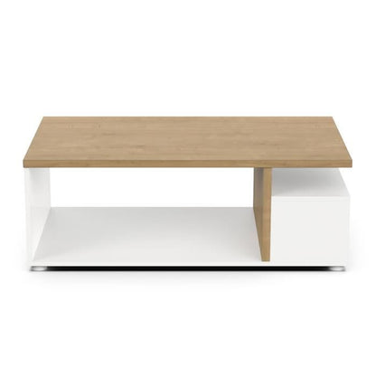 Table basse rectangulaire ACCESS - Décor chene Hamilton et blanc - L 91,8 x P 50 x H 36 cm - DEMEYERE