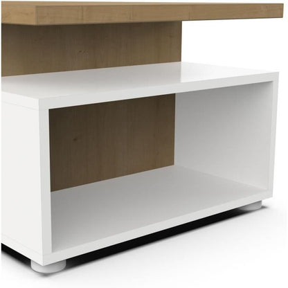 Table basse rectangulaire ACCESS - Décor chene Hamilton et blanc - L 91,8 x P 50 x H 36 cm - DEMEYERE