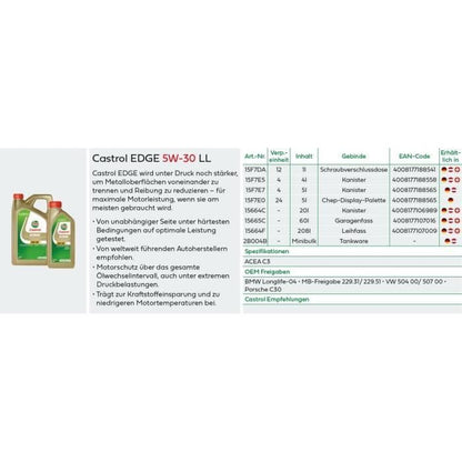 Huile moteur - CASTROL - EDGE 5W-30 LL - 5L