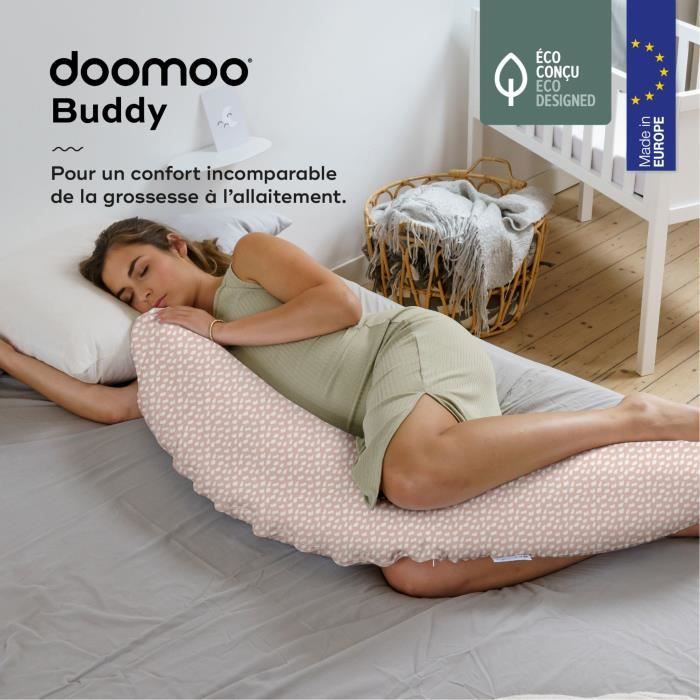 BABYMOOV Coussin de maternité Doomoo Buddy, un confort unique de la grossesse a l'allaitement, cloudy pink