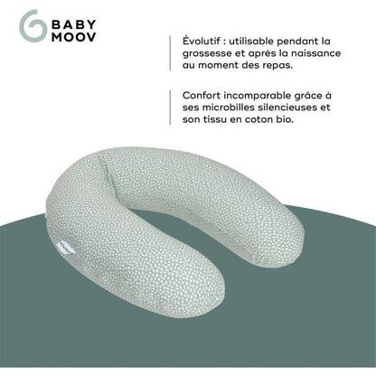 Coussin de Maternité BABYMOOV DOOMOO Buddy - Cloudy kaki - Coton bio et oeko-Tex - 180 x 45 x 16 cm