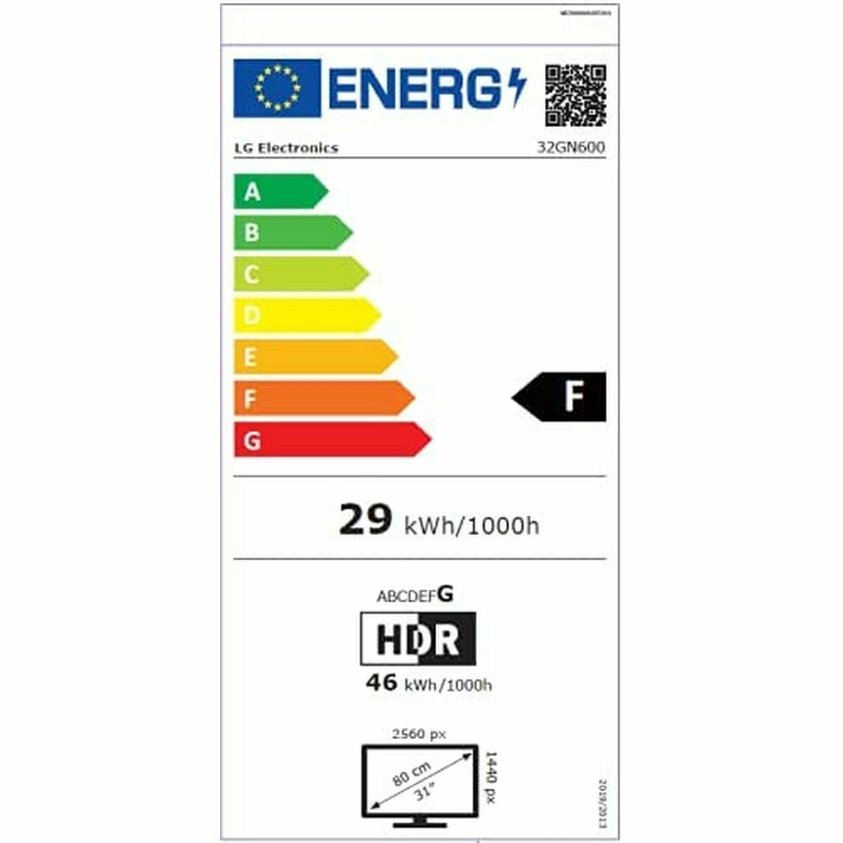 Écran LG 32GN600-B LED 31,5" VA 32" HDR10 LCD Flicker free 165 Hz 50-60  Hz