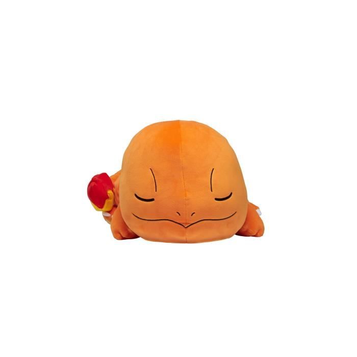 Peluche Salameche Dort 40cm - BANDAI - Pokémon - Doudou ou Oreiller pour Enfant de 2 ans et plus