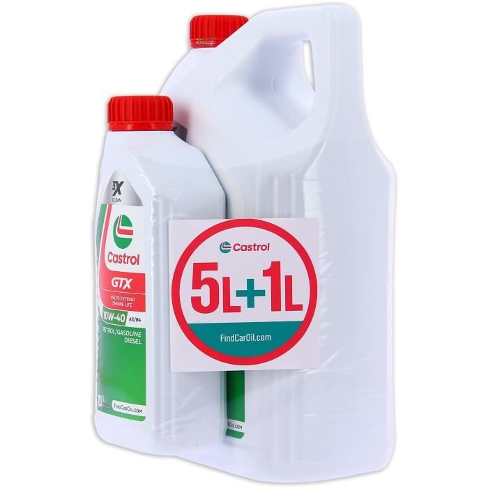 Huile Moteur - CASTROL GTX - 10W-40 A3/B4 - 5L+1L - 057026