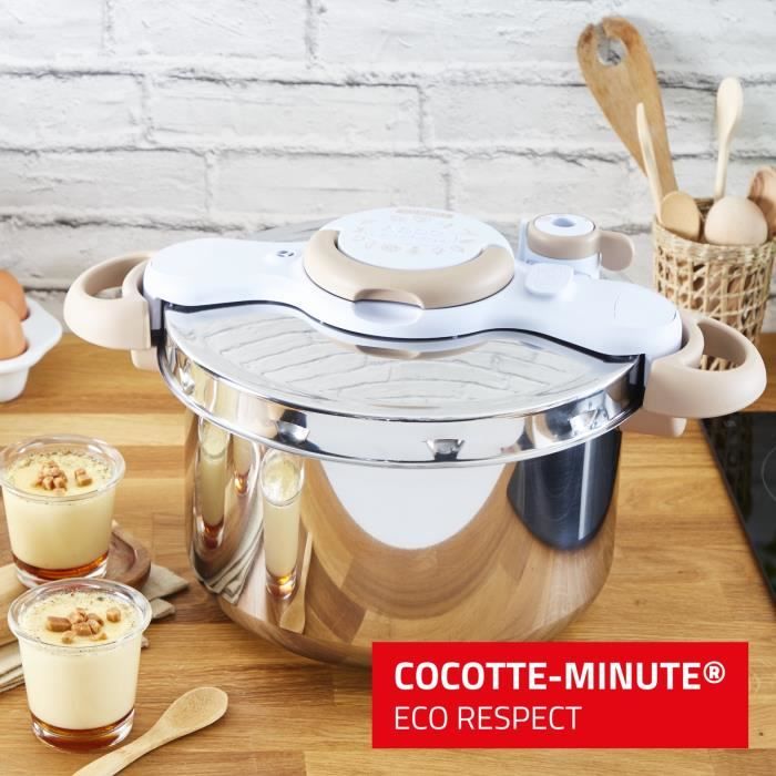 SEB Cocotte-minute inox, Autocuiseur 7,5 L, Induction, Sécurité 5 points, Fabriqué en France, Clipso Minut Eco Respect P4624871