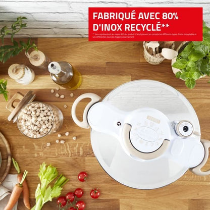 SEB Cocotte-minute inox, Autocuiseur 7,5 L, Induction, Sécurité 5 points, Fabriqué en France, Clipso Minut Eco Respect P4624871