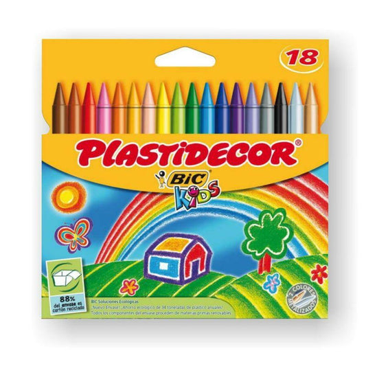 Crayons gras de couleur Plastidecor 875771 Multicouleur 18 Pièces