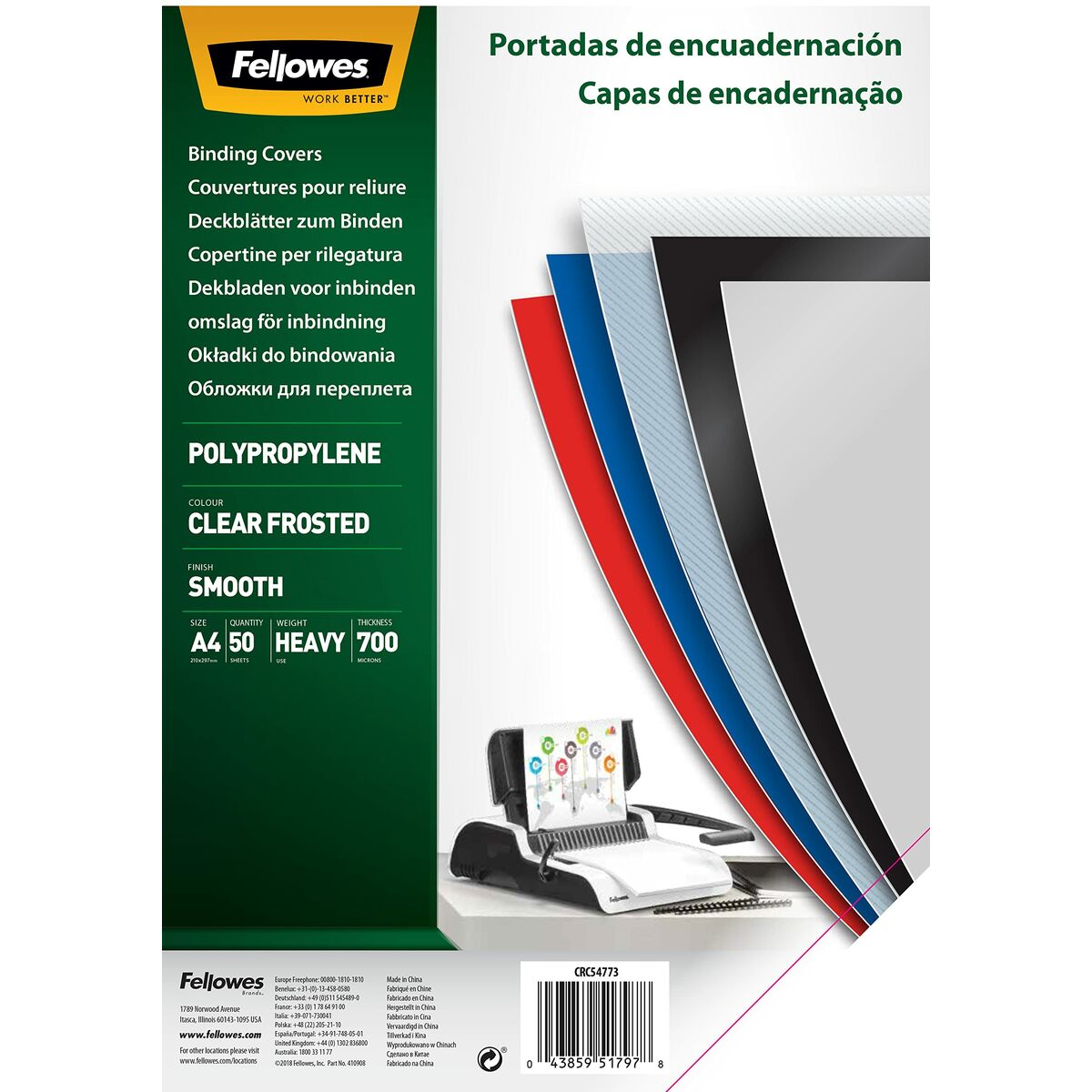 Couverture Fellowes 5477301 Transparent A4 polypropylène reliure (50 Unités)