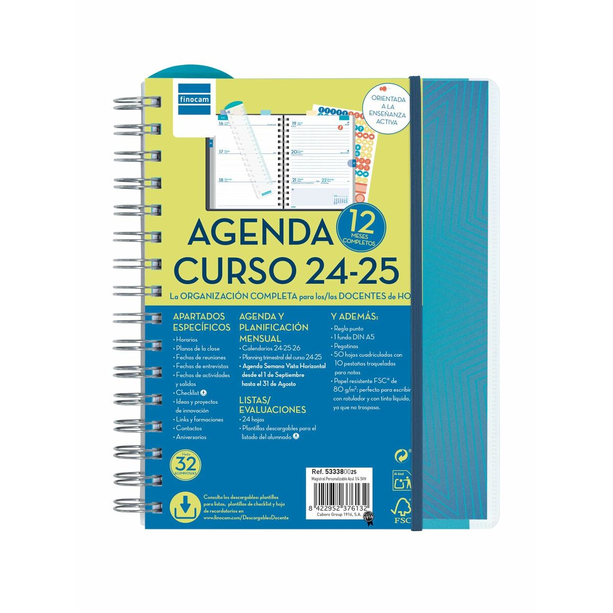 Agenda Finocam 533380025 Bleu 2024-2025 Enseignant