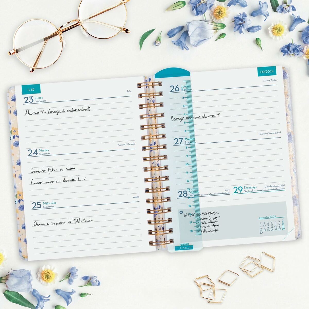 Agenda Finocam Flowers Multicouleur 2024-2025 Enseignant