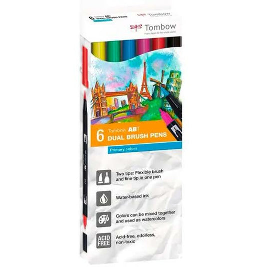 Feutres Tombow ABT-6C-1 Multicouleur 0,8 mm Double pointe (6 Unités)