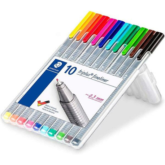 Ensemble de Marqueurs Staedtler 10 Triplus Fineliner 334 Gris Multicouleur (10 Pièces)