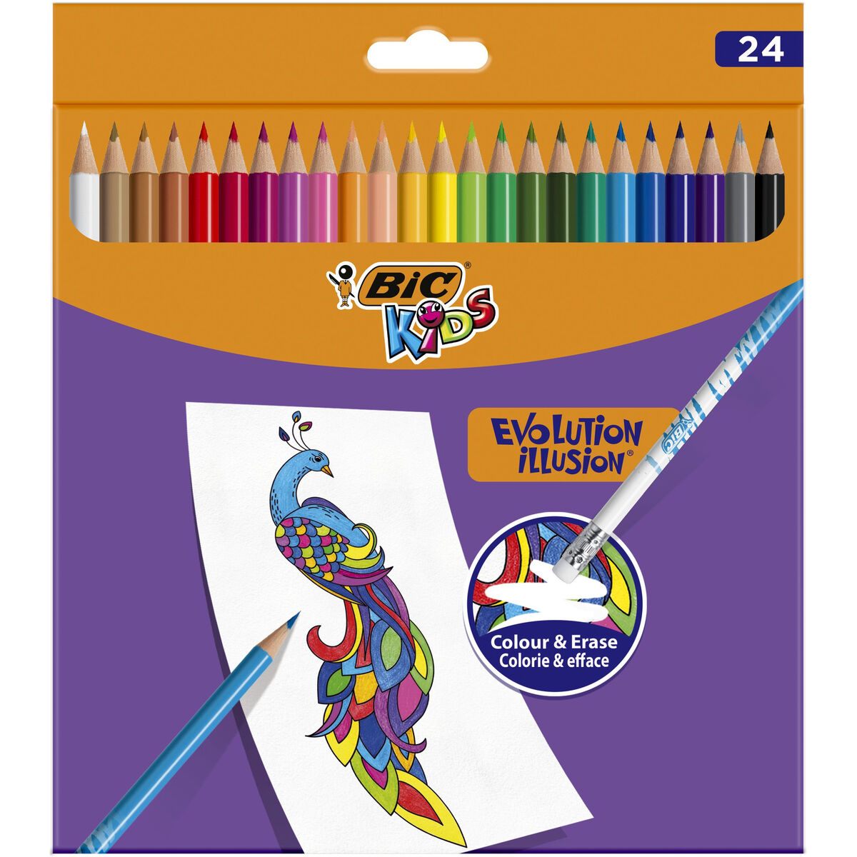 Crayons de couleur Bic 987869 Multicouleur effaçable 24 Pièces