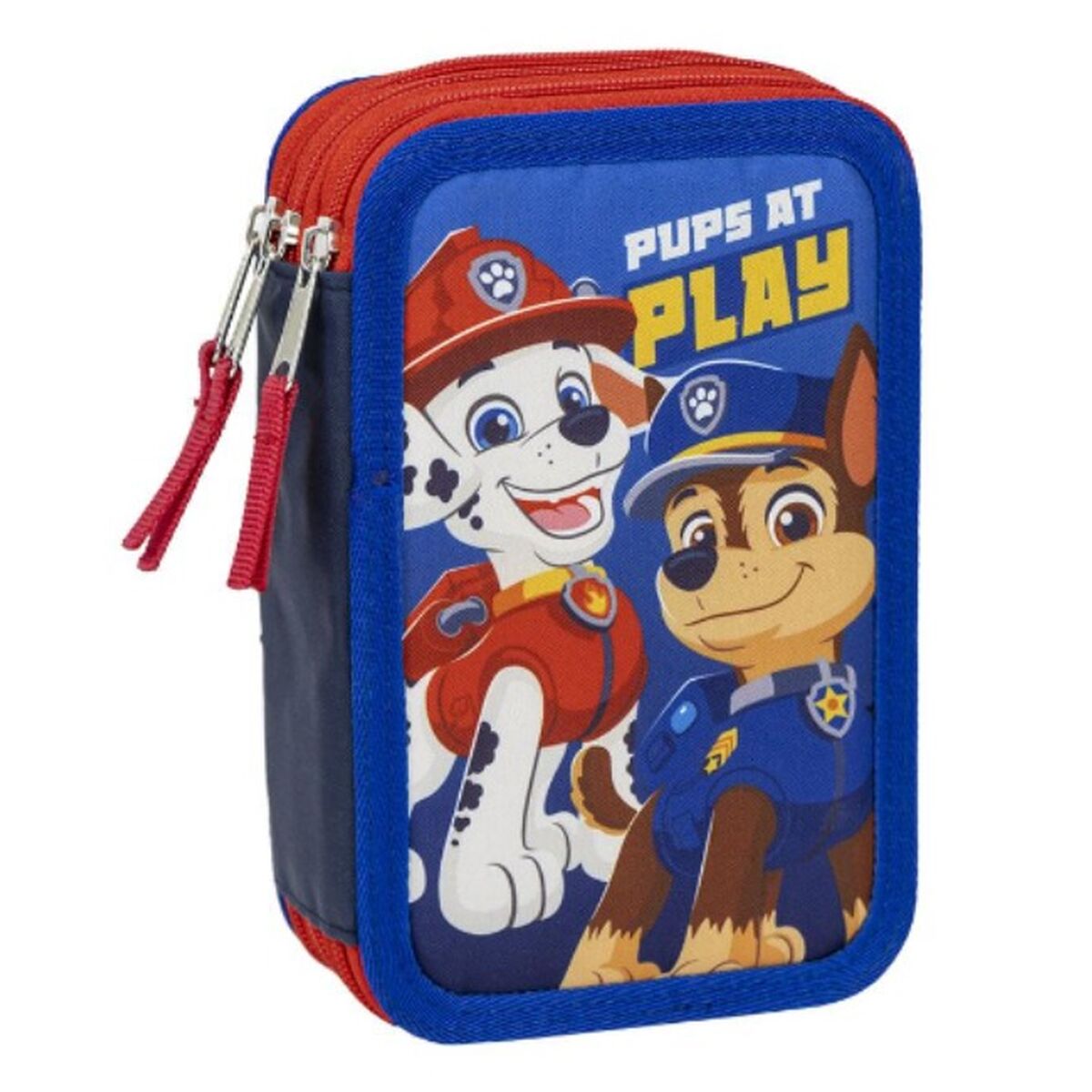 Pochette à crayons triple The Paw Patrol Bleu 12,5 x 6,5 x 19,5 cm