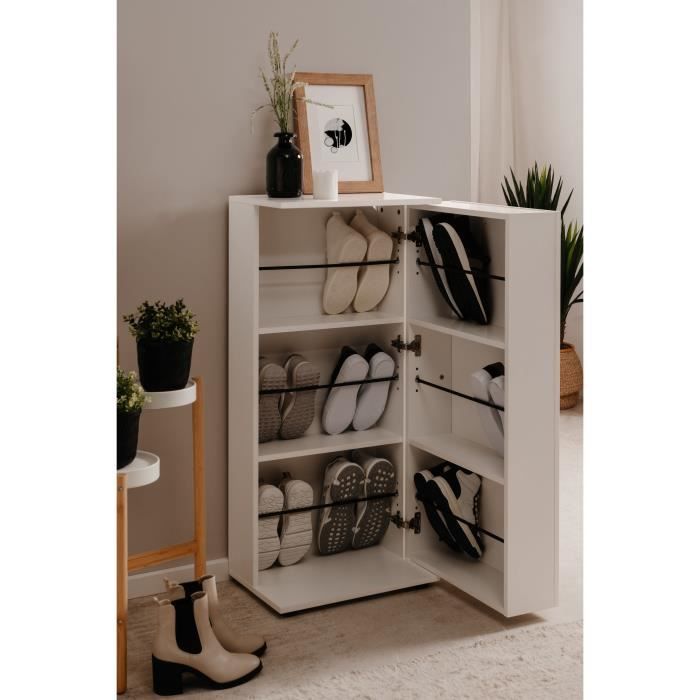 Meuble à chaussures - Finori - Satos - Blanc - 12 Paires - 100 x 110 x 34 cm