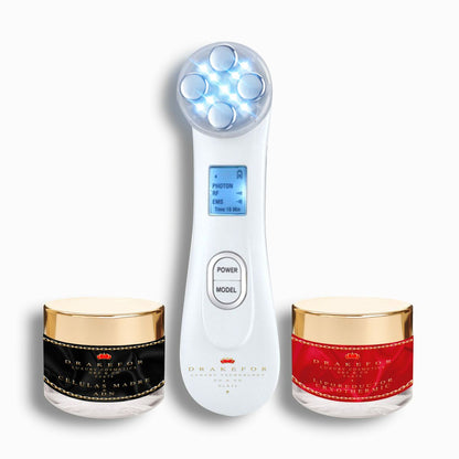 Masseur Facial Drakefor 9905 Blanc - RF & Photothérapie 3 Pièces