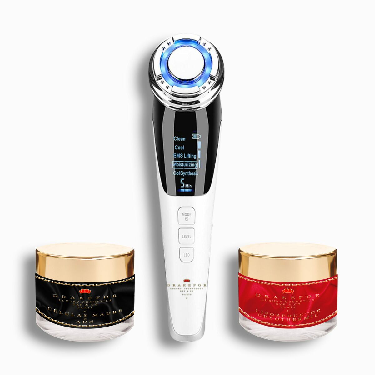 Masseur Facial Drakefor QLINIQ A - RF, Photothérapie & Électrostimulation 3 Pièces