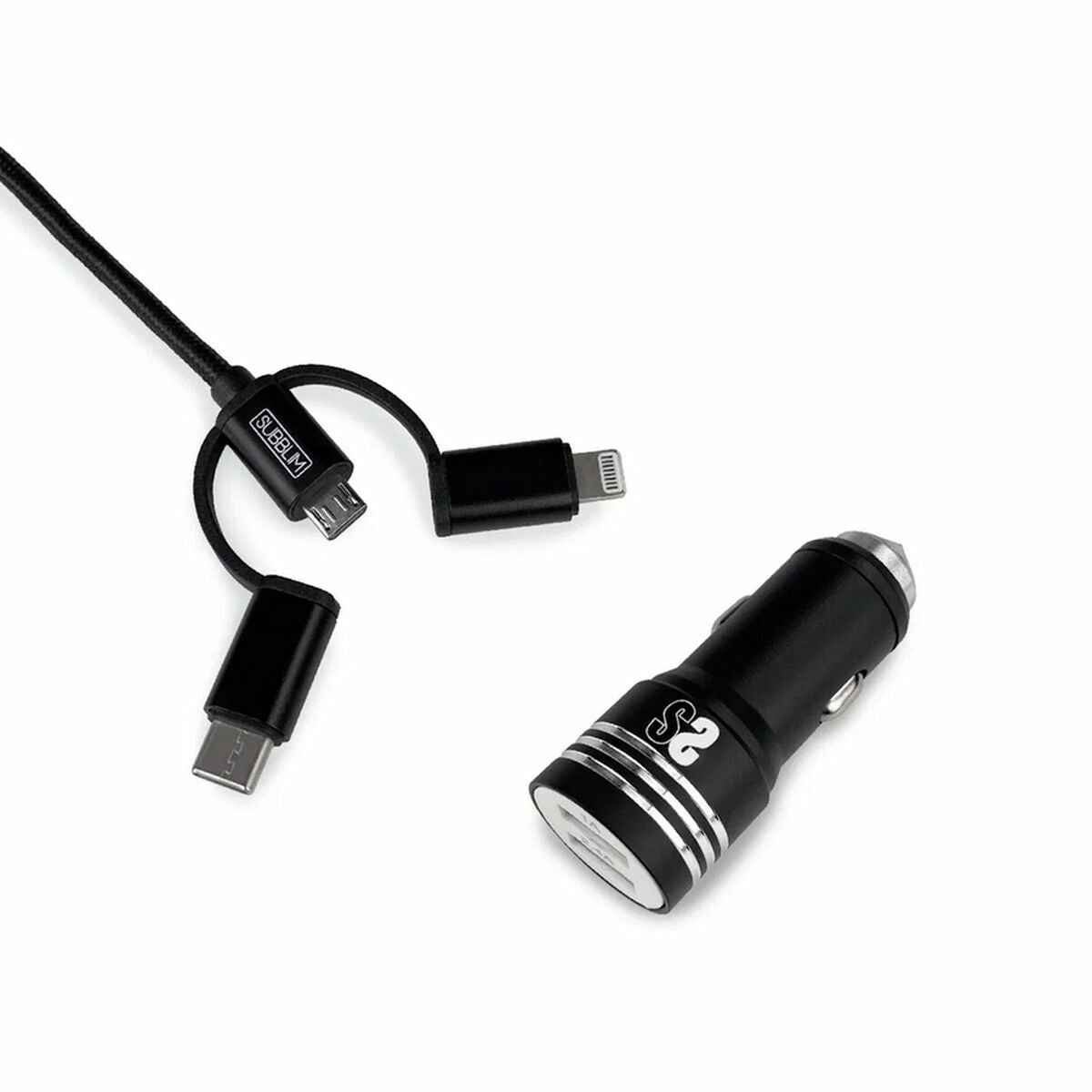 Chargeur de Voiture USB Universel + Câble USB-C Subblim SUB-CHG-4CC002