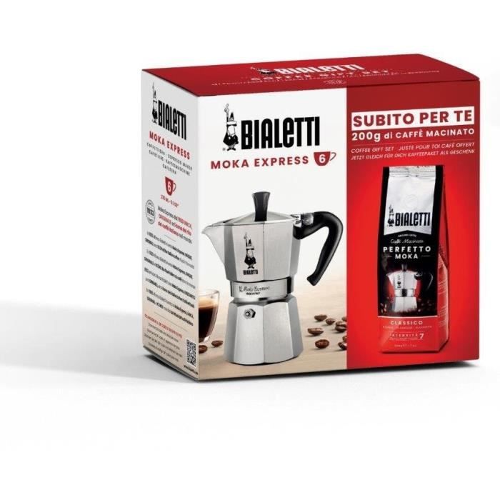 Cafetière italienne + 1 Café Perfetto Moka Classico - BIALETTI - MOKA - 3 tasses - 0,30 L - Paquet de 250 g - Argent