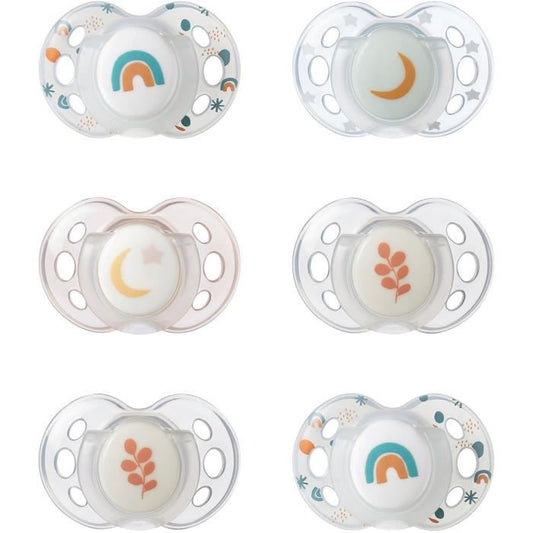 Sucette de nuit - TOMMEE TIPPEE - 18-36 mois - Lot de 6 sucettes phosphorescentes avec capsule de stérilisation réutilisable