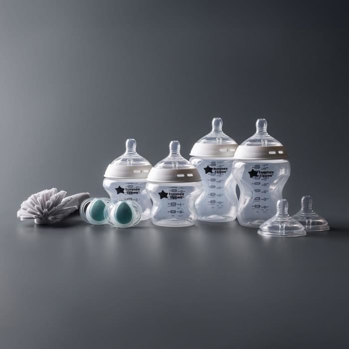 Coffret biberons - TOMMEE TIPPEE - NATURAL START - 4x biberons 150 ml / 260 ml - Anti-colique - 2x tétines - Nouveau-né