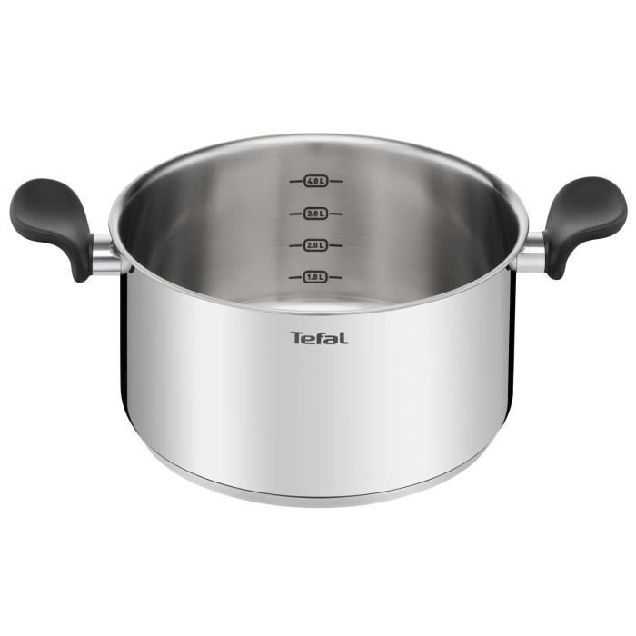 TEFAL Primary Faitout 24 cm + couvercle verre, Induction, Acier inoxydable haute qualité E3084604