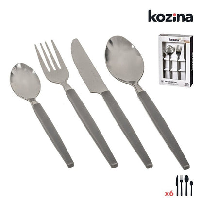 Couverts Kozina Gris Acier 24 Pièces