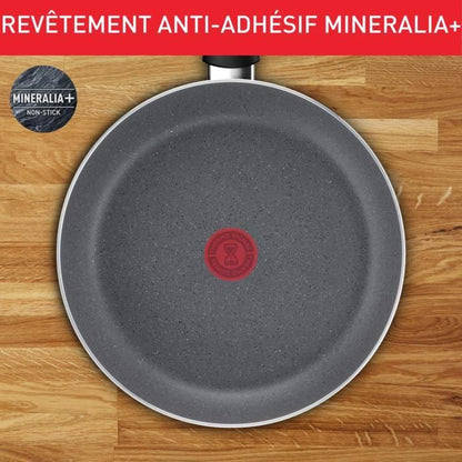 TEFAL Hard Stone Poêle 24 cm, Non Induction, Revêtement antiadhésif Mineralia +, Sans PFOA, Fabriqué en France D4560432