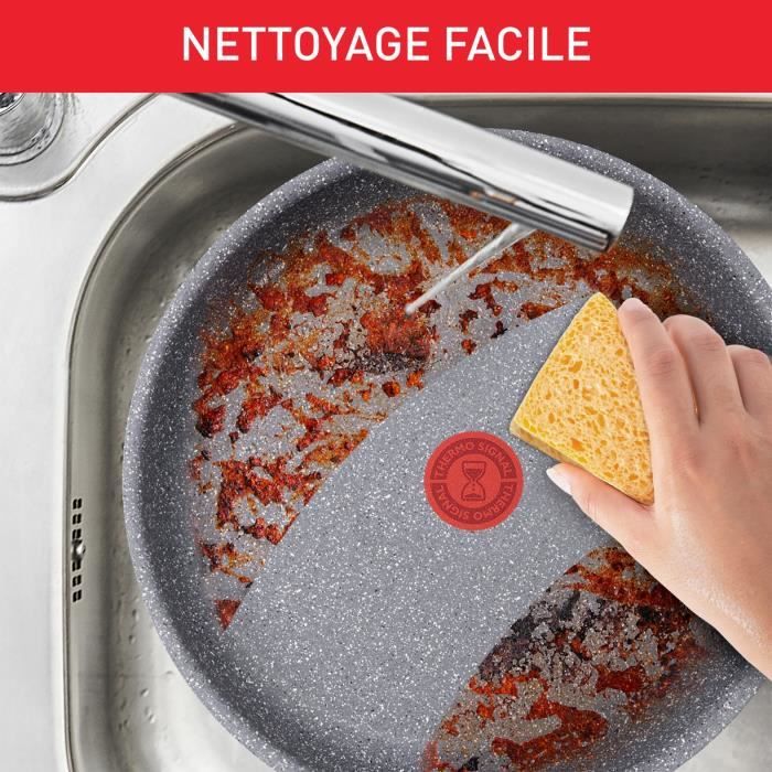 TEFAL Hard Stone Poêle 28 cm, Non Induction, Revêtement antiadhésif Mineralia +, Sans PFOA, Fabriqué en France D4560632