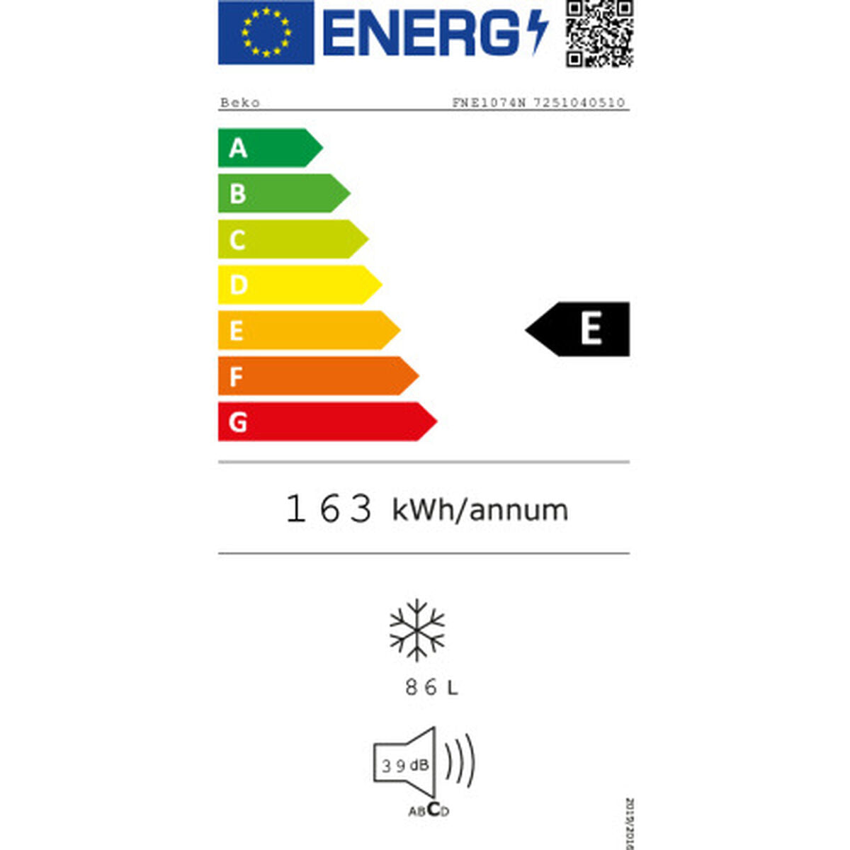 Congélateur BEKO FNE1074N Blanc