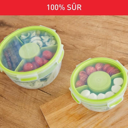 TEFAL Boîte alimentaire 1L, 2 compartiments, Sans BPA, Masterseal To Go Salad Box K3100112