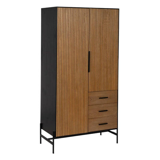 Buffet ORLEANS Noir Naturel Fer Bois MDF 104 x 53 x 203 cm