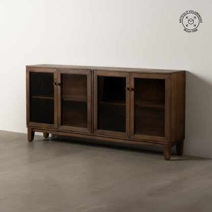 Buffet Marron Verre Bois de manguier 180 x 35 x 87 cm