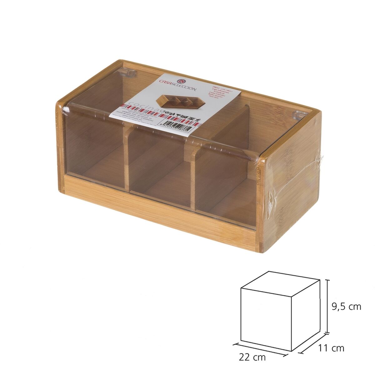 Boîte pour infusions Transparent Naturel Bambou 22 x 11 x 9,5 cm