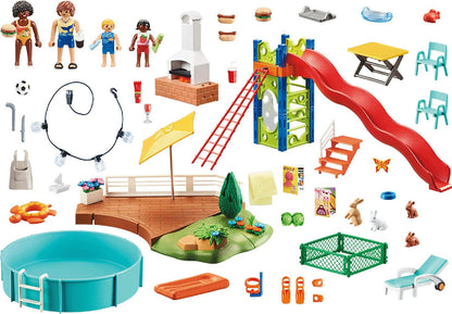 Playset Playmobil 70987 Barbecue Piscine