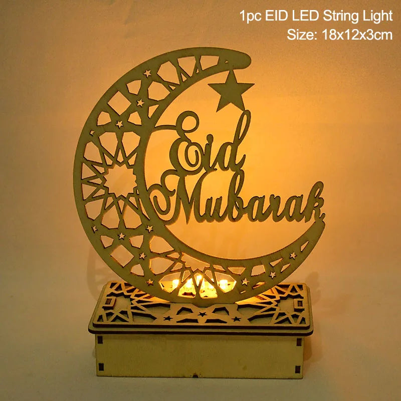 Pendentif en Bois avec LED Ramadan & EID Mubarak