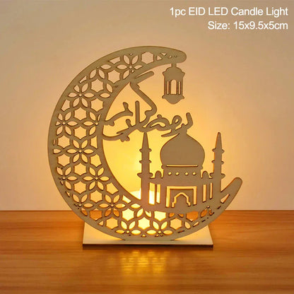 Pendentif en Bois avec LED Ramadan & EID Mubarak