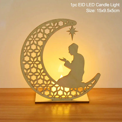 Pendentif en Bois avec LED Ramadan & EID Mubarak