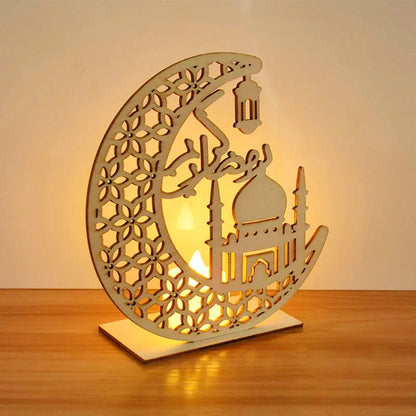 Pendentif en Bois avec LED Ramadan & EID Mubarak