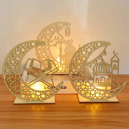 Pendentif en Bois avec LED Ramadan & EID Mubarak