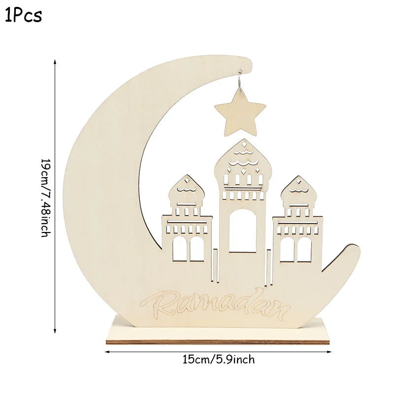 Pendentif en Bois avec LED Ramadan & EID Mubarak