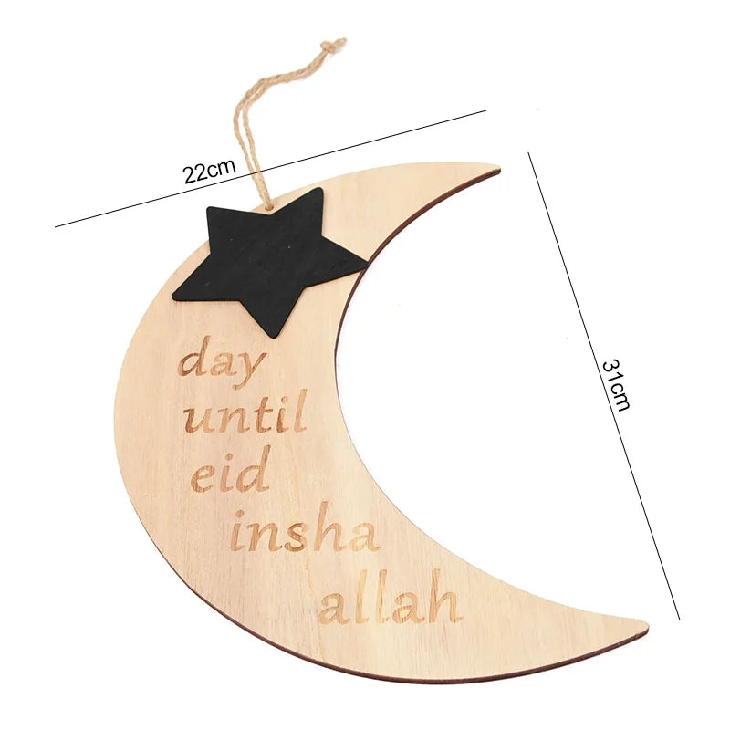 Pendentif en Bois avec LED Ramadan & EID Mubarak