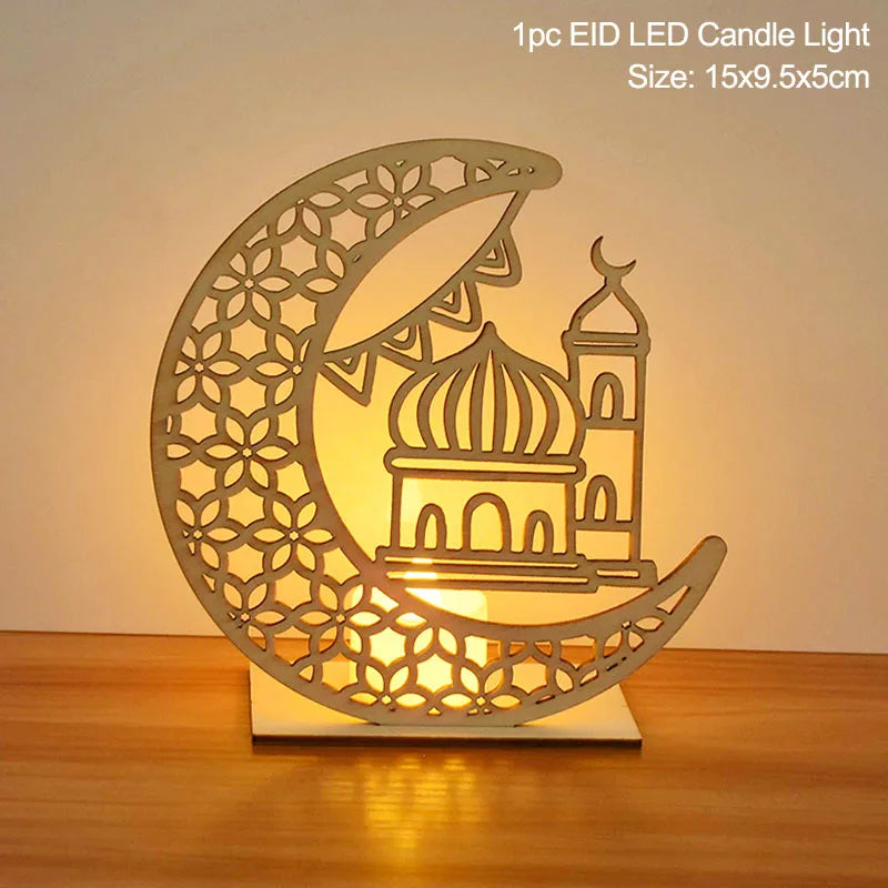 Pendentif en Bois avec LED Ramadan & EID Mubarak